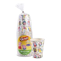 Glad for Kids 9 oz Peppa Pig Friends Paper Cups, 20 Ct | Disposable Paper Cups with Peppa Pig Characters | Peppa Pig Paper Cups for Kids for Everyday Use
