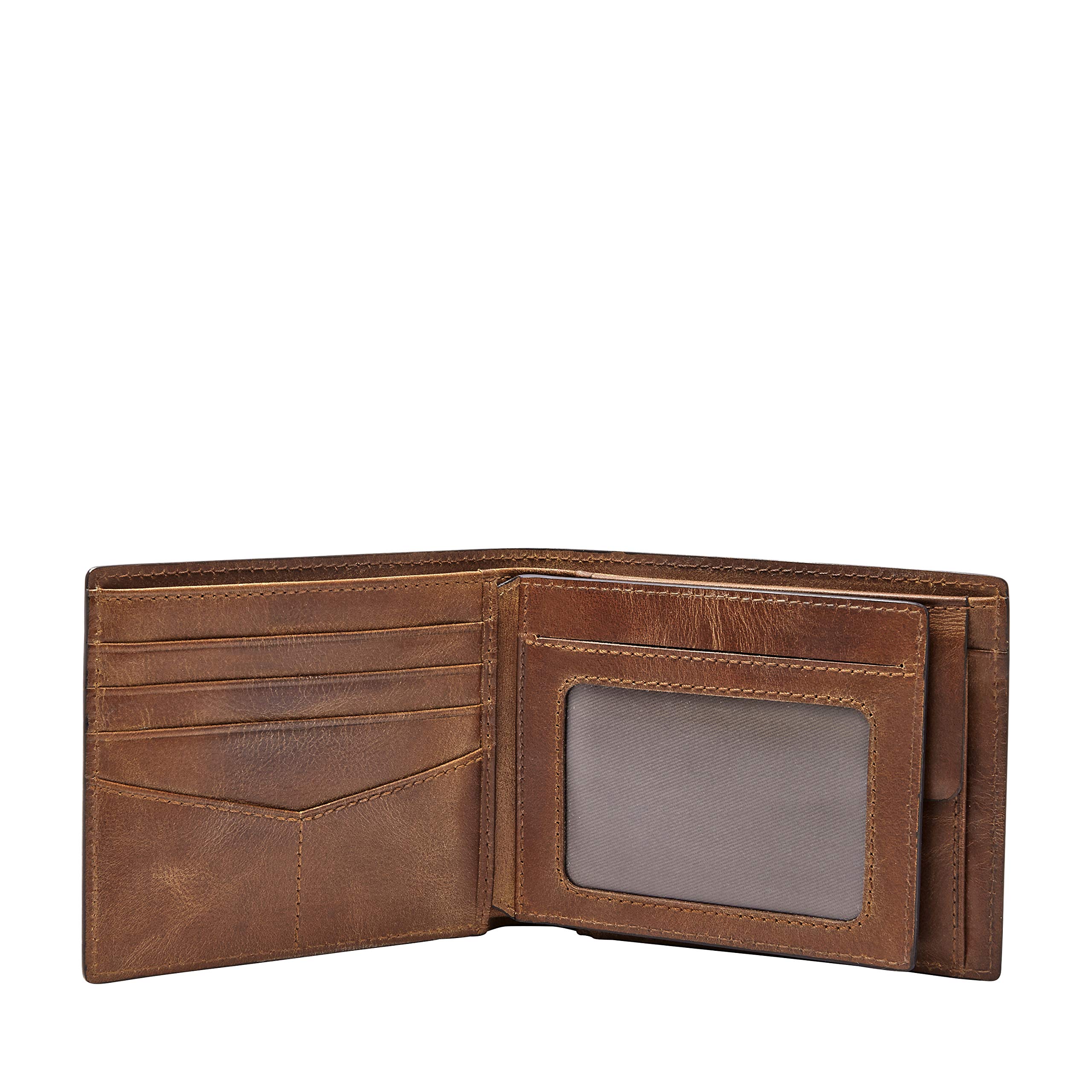 Fossil Men's Derrick Leather RFID-Blocking Large Bifold with Coin Pocket Wallet for Men
