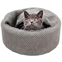 Winsterch Washable Warming Cat Bed House,Round Soft Cat Beds for Indoor Cats,Calming Pet Sofa Kitten Bed,Small Cat Pet Covered Cat Cave Beds Puppy Bed for Small Dogs (Gray)