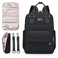 Diaper Bag Backpack - Multifunction Travel Back Pack with Changing Pad, Insulated Case, Stroller Straps, Large Capacity, Waterproof, Stylish, Newborn Essentials Bag, Black