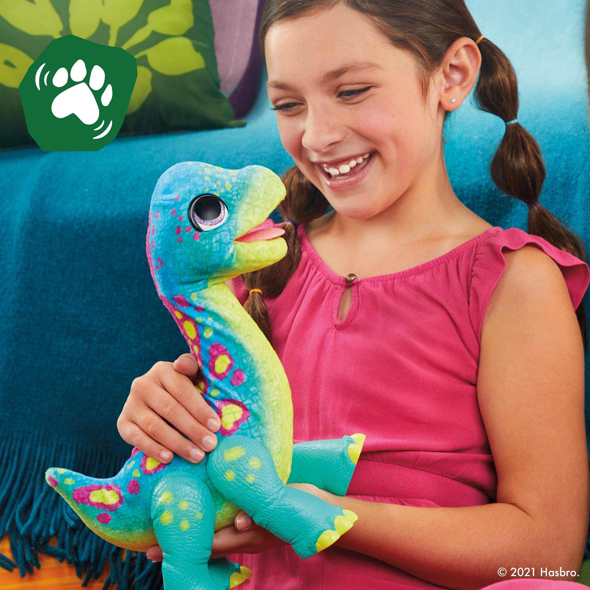 FurReal Snackin' Sam The Bronto, Interactive Pets, 40+ Sounds and Reactions, Electronic Pets, Plush Dinosaur Toys for 4 Year Old Girls and Boys