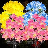 4 Pack Solar Garden Decor Lights Outdoor Waterproof Solar Powered Hydrangea Peachblossom Lights Bright Up to 12Hrs,Led Flowers for Yard Patio Lawn Decorative