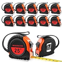 12 Pieces 25 ft Tape Measures Bulk Retractable Measuring Tapes Easy Read Measurement Tapes with Pause Buttons for Adults Engineer Decorator, Standard Inches and Metric
