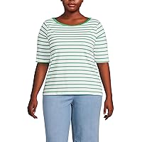 Lands' End Women's Elbow Sleeve Supima Boatneck Top