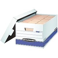Bankers Box 20 Pack STOR/FILE Medium-Duty File Storage Boxes, FastFold, Lift-Off Lid, Letter, White/Blue