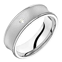Stunning 10k White Gold and Diamond Wedding Band Comfort Fit 7mm Wide