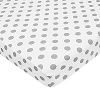 American Baby Company 100% Natural Cotton Percale Fitted Portable/Mini Crib Sheet, White with Gray Dot, Soft Breathable, for Boys and Girls