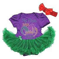 Petitebella Rhinestones My First Mardi Gras Clown Hat Baby Dress Nb-18m