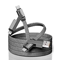 USB C Cable, 4-in-1 USB-C Cable (6ft), 100W USB-C Charger Cable with Hook-and-Loop Fastener and Cable Management, USB-C Cable/Fast Charging for MacBook, iPad, iPhone, Samsung, Gray