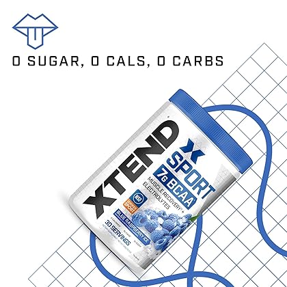 XTEND Sport BCAA Powder Blue Raspberry Ice - Electrolyte Powder for Recovery & Hydration with Amino Acids - 30 Servings