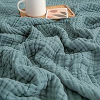EMME Muslin Throw Blanket 100% Cotton Blankets for Couch Breathable Gauze All Season Soft and Lightweight Pre-Washed (Teal, 50