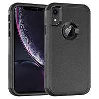 iPhone XR Case,Three Layer Heavy Duty Shockproof Protective Bumper Case Cover for Apple iPhone XR 6.1 inch (Black)