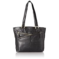 womens Gal Antique Leather Tote Carriers Bag Briefcase Handbag, Black, Large US