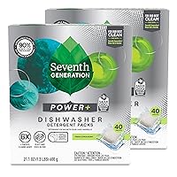 Power+ Dishwasher Detergent Packs for Sparkling Dishes Fresh Citrus Scent Dishwasher Tabs, 40 Count, Pack of 2 (Packaging May Vary)