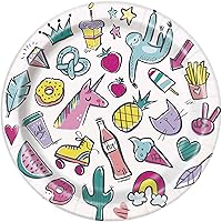 Favorite Things Birthday Round Dessert Plates (17cm) - Perfect for Parties & Celebrations - 8ct