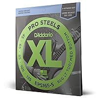 D'Addario XL ProSteels Bass Guitar Strings - EPS165-5 - 5 String - Long Scale - Regular Light Top/Medium Bottom, 45-135