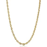 Kooljewelry Solid 14k Yellow Gold Filled Rope Chain Necklace for Men and Women (2.1 mm, 3.2 mm, 4.2 mm or 6 mm)