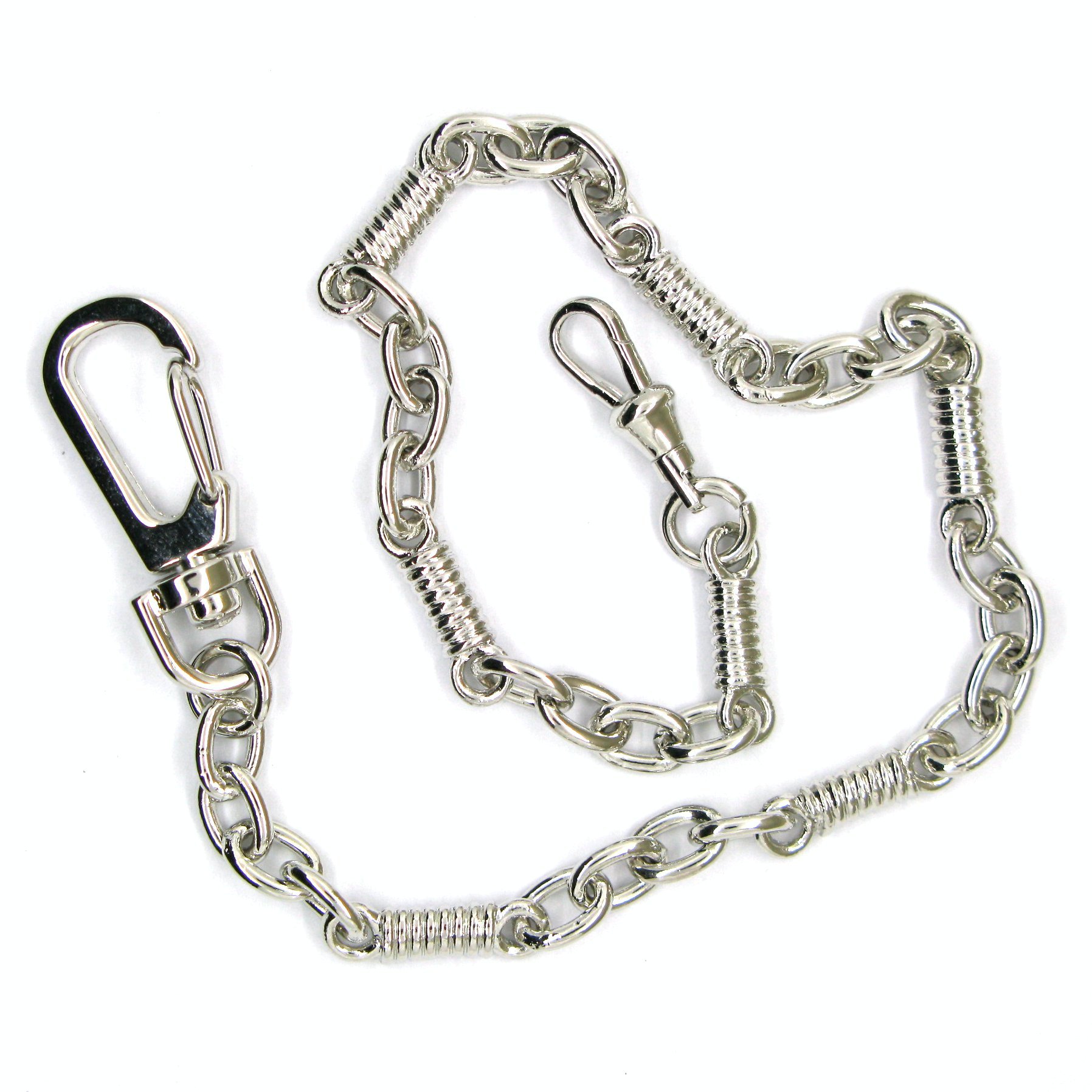 Pocket Watch Chain Albert Chain Silver Color Heavy Figaro Curb Link Chain with Large Lobster Clasp Swivel Clasp FC11