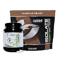 Muscle Feast Isolate + Creatine Candy Bundle: 1 Whey Protein Isolate (Chocolate, 5lb) + 1 Creatine Candy (Lemon Lime, 360) | Premium Supplements, Vegetarian, Gluten Free