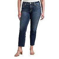 Silver Jeans Co. Women's Plus Size Suki Mid Rise Curvy Fit Straight Crop Jeans