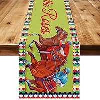 Derby Table Runner Run for The Roses Horse Racing Party Decoration Kentucky Horse Race Party Decorations Derby Table Runners for Home Kitchen Dining Room Decor 72 x 13 inch