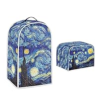 Van Gogh Starry Night 2 Slice Toaster Cover, Kitchen Small Appliance Dust Cover with Blender Dust Cover, Stand Mixer or Coffee Maker Appliance Cover, Dust and Fingerprint Protection,Set of 2