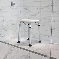 Flash Furniture HERCULES Series Tool-Free and Quick Assembly, 300 Lb. Capacity, Adjustable White Bath & Shower Stool