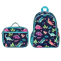 Wildkin 15 Inch Kids Backpack Bundle with Lunch Box Bag (Darling Dinosaurs)