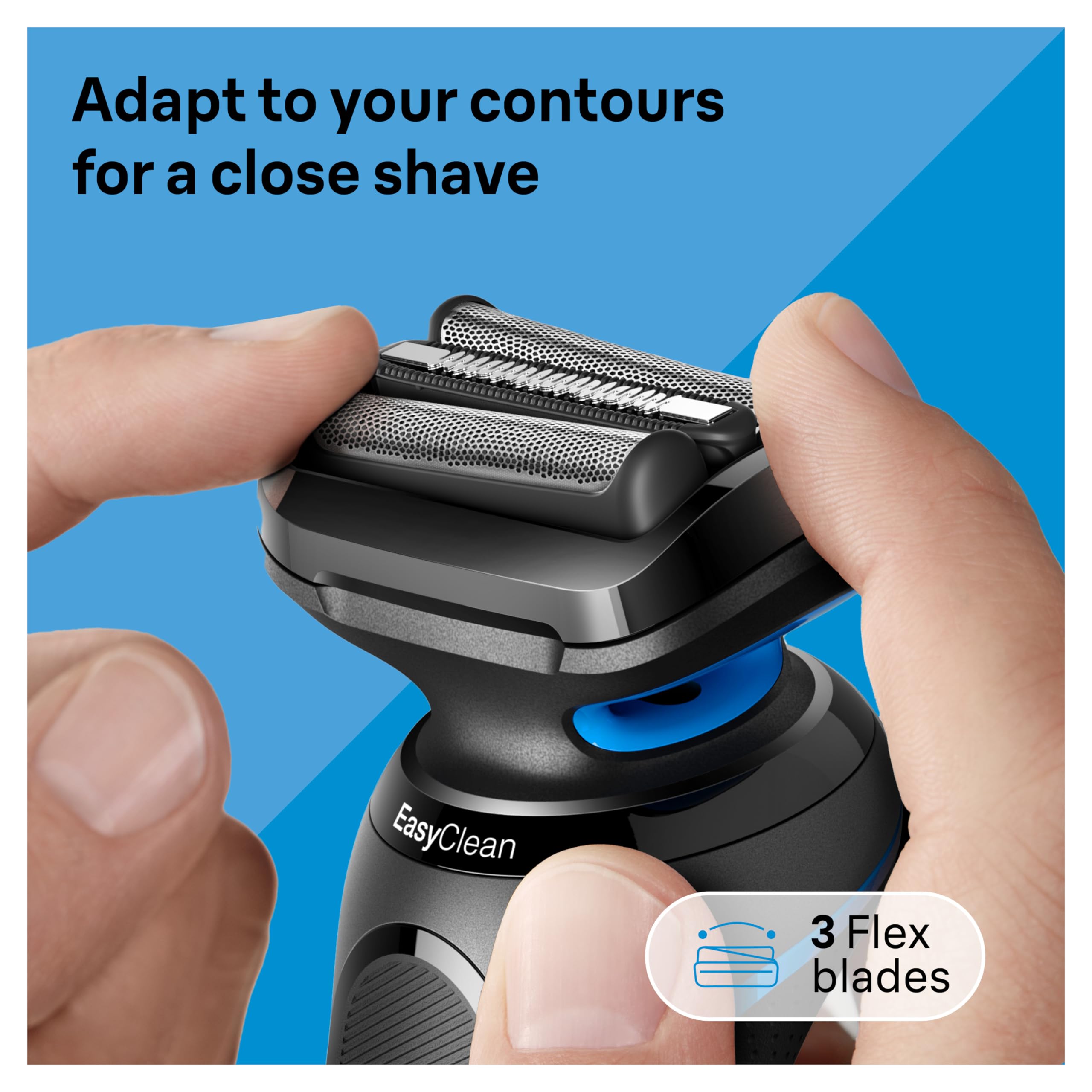 Braun Electric Shaver for Men, Series 5 5150cs, Wet & Dry Shave, Turbo Shaving Mode, Foil Shaver, with Beard Trimmer, Body Groomer and Charging Stand, Blue