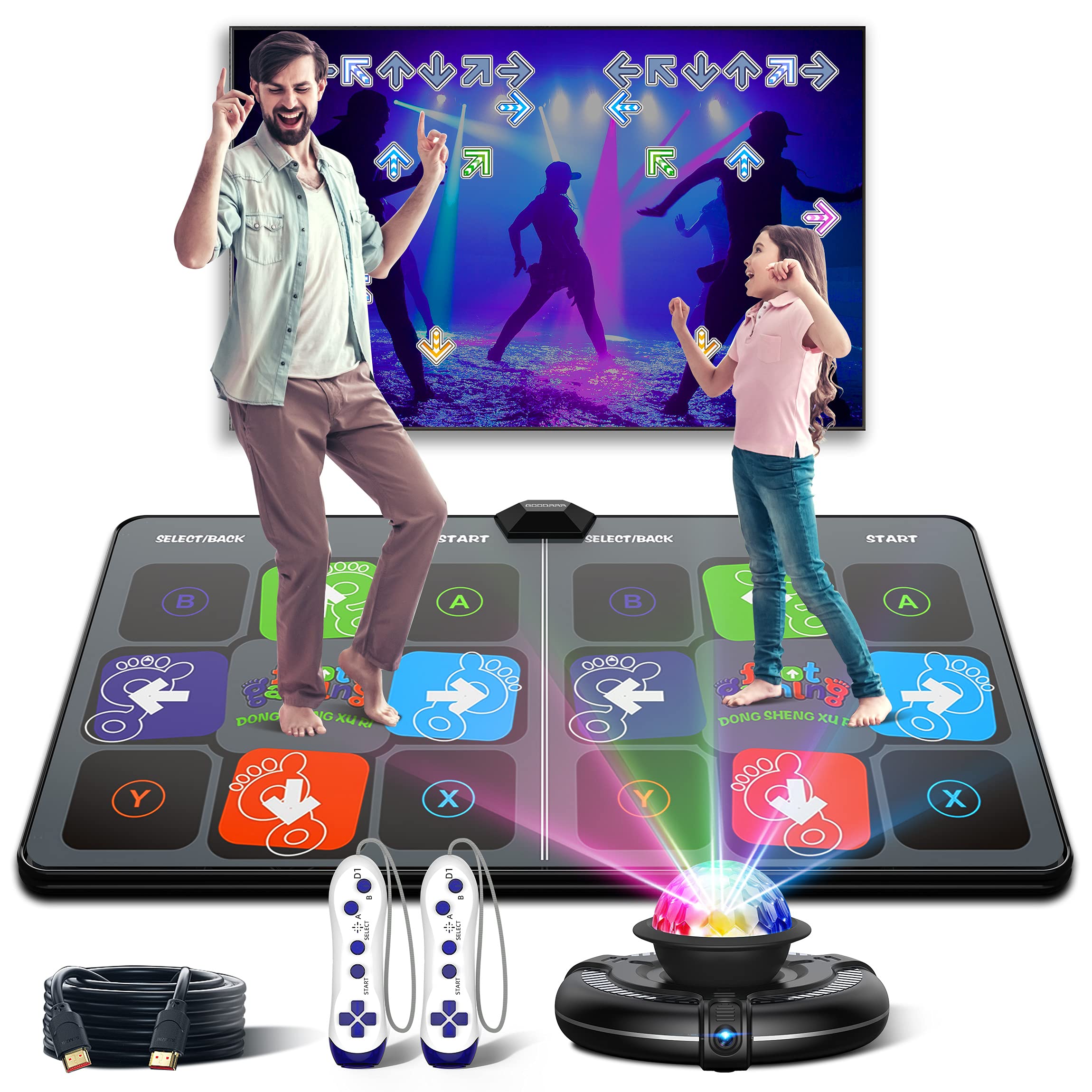 Dance Mat for Kids and Adults,Musical Electronic Dance mat, Double User Yoga Dance Floor mat with Wireless Handle, HD Camera Game Multi-Function Host, Non-Slip Dance Pad