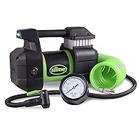 Slime 40031 Tire Inflator, Portable Car, SUV, 4x4 Air Compressor, Pro Power, Heavy Duty, with Analog 150 psi Dial Gauge, Long Hose and LED Light, 12V, 3 min inflation