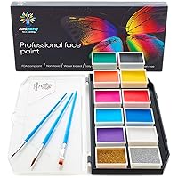 Face Paint Kit – Dermatologically Tested – Non-Toxic & Hypoallergenic – Professional Face Painting Kit for Kids & Adults – Cosplay Makeup Kit – Easy to Apply & Remove – Leakproof Dry Glitters