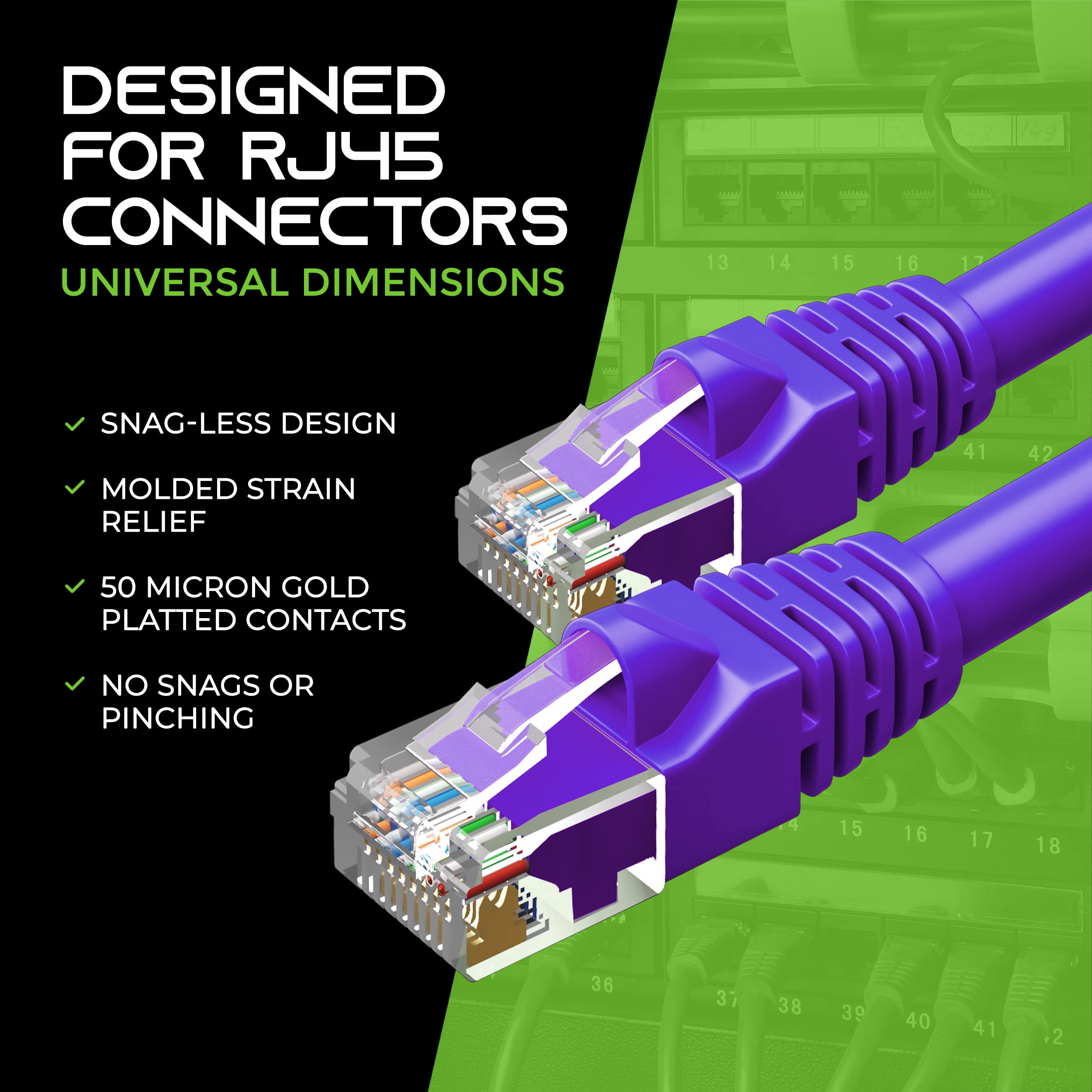 GearIT Cat 6 Ethernet Cable 1 ft (20-Pack) - Cat6 Patch Cable, Cat 6 Patch Cable, Cat6 Cable, Cat 6 Cable, Cat6 Ethernet Cable, Network Cable, Internet Cable - Purple 1 Foot