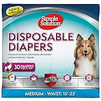 Simple Solution True Fit Disposable Dog Diapers for Female Dogs - Super Absorbent with Wetness Indicator ,Multi-color- Medium (Waist 15-23 in) - 30 Count