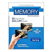 Stages Learning Materials Picture Memory Sea Life Card Real Photo Concentration Memory Game,Aquamarine,Size 5 x 3