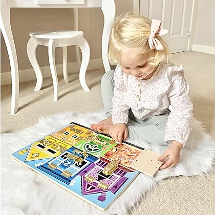 Melissa & Doug Wooden Latches Board - Sensory Activity Toy For Kids, Doors And Locks, Busy Board, Toddler Toys For Ages 3+