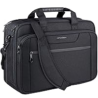 KROSER Laptop Bag Expandable Laptop Briefcase Fits Up to 17.3 Inch Laptop Water-Repellent Shoulder Messenger Bag Computer Bag for Travel/Business/Men/Women-Black