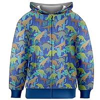 PattyCandy Cool Hooded Jacket Dinosaur Patterns Kids Hoodie Zip Up Jacket - 3