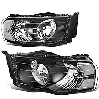 DNA MOTORING HL-OH-DR02-BK-CL1 Black Housing Clear Corner Headlights Compatible with 02-05 Ram 1500/03-05 Ram 2500 3500, Left & Right