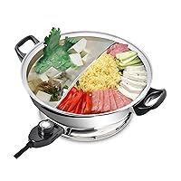 soseki Mini Hot Pot Electric, 1.1QT(1.0L) Durable Stainless Steel Body  Electric Hot Pot Cooker, 800W Heat-Fast Non-Stick Portable Electric Pot For