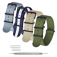 MEGALITH Watch Strap Pack of 4 NATO Straps 16 mm 18 mm 20 mm 22 mm 24 mm Ballistic Nylon Watch Strap Zulu Watch Strap with Black Stainless Steel Buckle