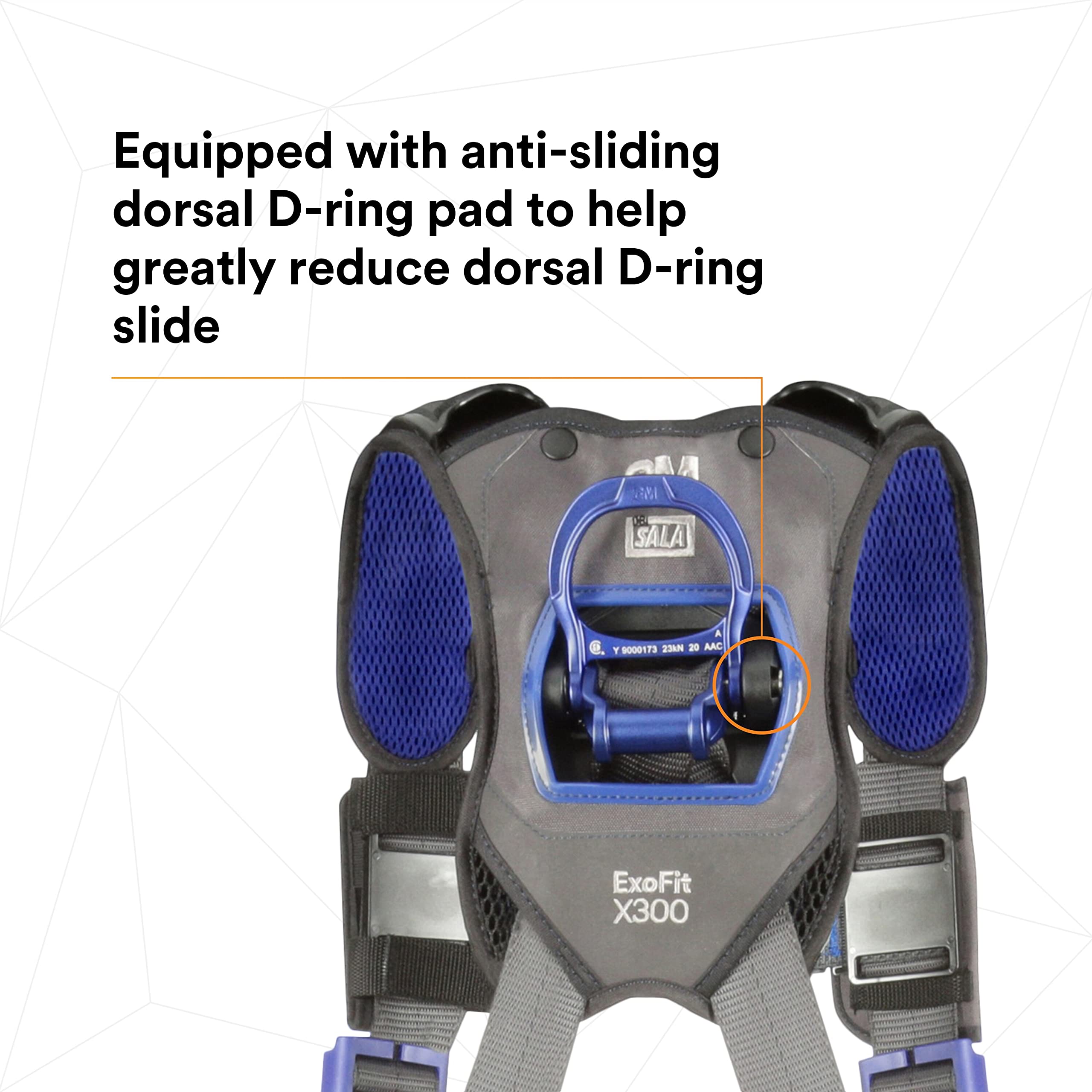 3M 1113124 DBI-SALA ExoFit X300 Comfort Construction Positioning Safety Harness, Construction Fall Protection, Aluminum Back and Hip D-Rings, Auto-Locking Quick Connect Leg and Chest Buckles, Medium
