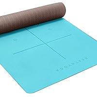 Heathyoga Eco Friendly Non Slip Yoga Mat, Body Alignment System, SGS Certified TPE Material - Textured Non Slip Surface and Optimal Cushioning,72