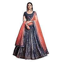 Indian Georgetet Party Wear Embroidered Sequin Lehenga Choli 2043