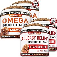 Omega 3 + Allergy Relief Dogs Bundle - Allergy & Itch Relief Skin&Coat Supplement + Itchy Skin Treatment - Omega 3 & Pumpkin - Hot Spots Treatment + Itching & Licking Treats - 600 Chews - Made in USA