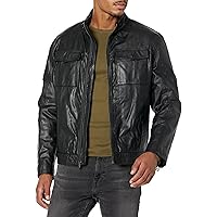 Cole Haan mens Washed Leather Trucker Jacket