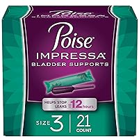 Poise Impressa Incontinence Bladder Support for Women, Bladder Control, Size 3, 21 Count (Packaging May Vary)