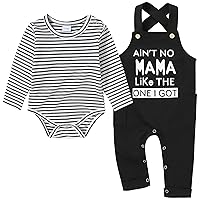 YALLET Baby Boy Clothes, 2Pcs Newborn Infant Boy Romper Outfits 0-18 Months Bib Overalls Pants Set