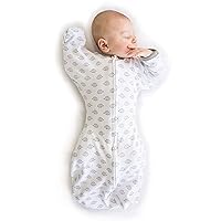 SwaddleDesigns Transitional Swaddle Sack with Arms Up Half-Length Sleeves and Mitten Cuffs, Tiny Hedgehogs, Medium, 3-6mo, 14-21 lbs (Better Sleep for Baby Boys, Baby Girls, Easy Swaddle Transition)