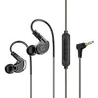 MEE audio M6 Sport Wired Earbuds, in Ear Headphones, 3-Button Remote, Sweatproof Earphones for Running/Gym/Workouts with Memory Wire Earhooks, Headset Microphone, 3.5mm Jack Plug (Black)